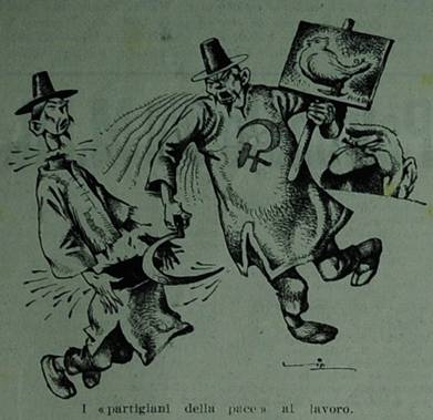 l «partigiani della pace al lavoro. - vignetta