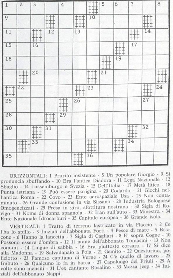 Cruciverba mis-mas di Piero Preden - foto
soluzione sarà pubblicata nel prossimo numero)