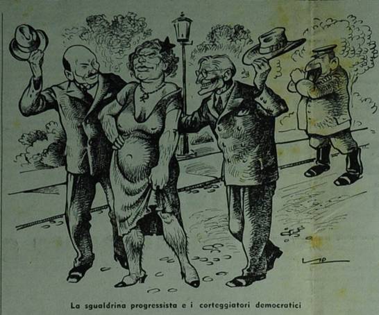 Lo sgualdrina progressista e i corteggiatori democratici - vignett
