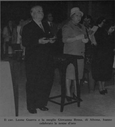 Il cav. Leone Guerra e la moglie Giovanna Bresa, di Albona, hanno celebrato le nozze d'oro - foto